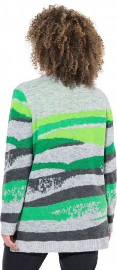 Ulla Popken Landscape Stripe Sweater Moss Green - Sweaters & hoodies - 