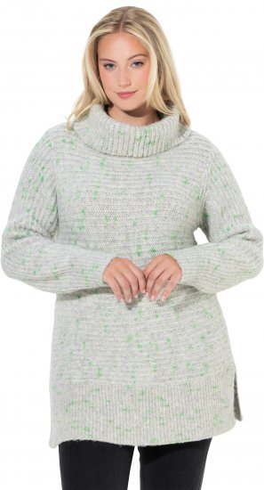 Ulla Popken Space Yarn Oversized Turtleneck Sweater Light Grey Melange - Sweaters & hoodies - 