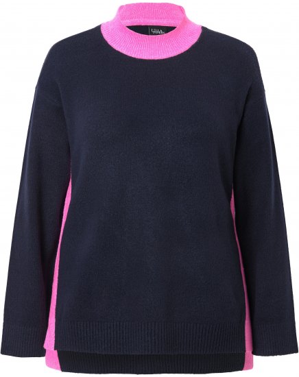 Ulla Popken Color Block Long Sleeve Sweater Ink Blue - Sweaters & hoodies - 