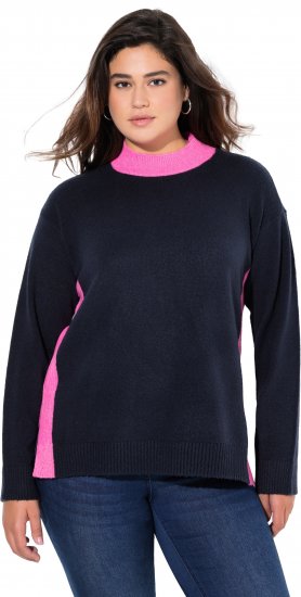 Ulla Popken Color Block Long Sleeve Sweater Ink Blue - Sweaters & hoodies - 