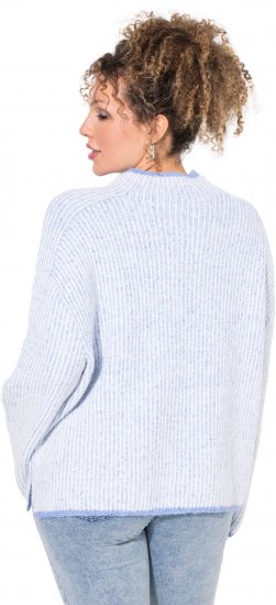 Ulla Popken Striped Wool Blend Turtleneck Sweater Sky Blue - Sweaters & hoodies - 