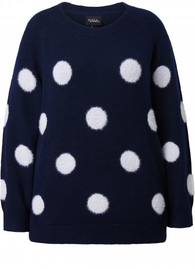 Ulla Popken Fluffy Polka Dot Sweater Ink Blue - Sweaters & hoodies - 
