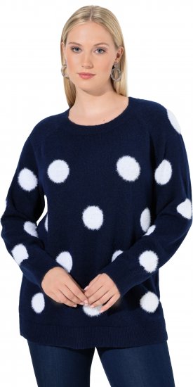 Ulla Popken Fluffy Polka Dot Sweater Ink Blue - Sweaters & hoodies - 