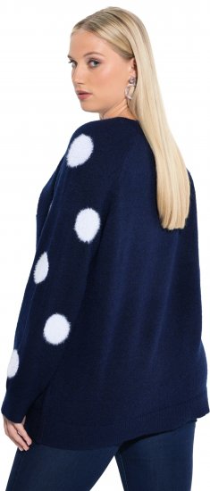 Ulla Popken Fluffy Polka Dot Sweater Ink Blue - Sweaters & hoodies - 