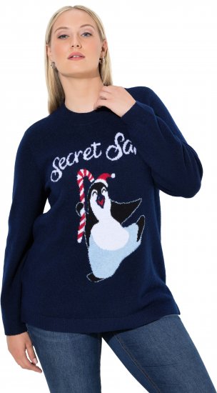 Ulla Popken Whimsical Holiday Sweater Navy - Sweaters & hoodies - 