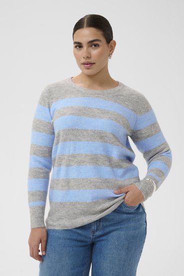 Kaffe Curve Niela Gestreepte trui Lichtgrijs/Blauw - Truien & knitwear - 
