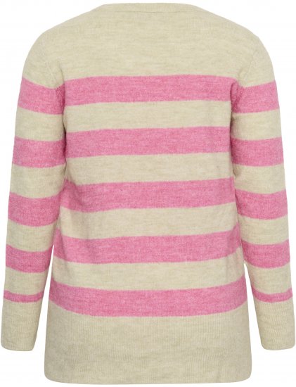 Kaffe Curve Niela Gestreepte trui Veergrijs/Roze gemêleerd - Truien & knitwear - 