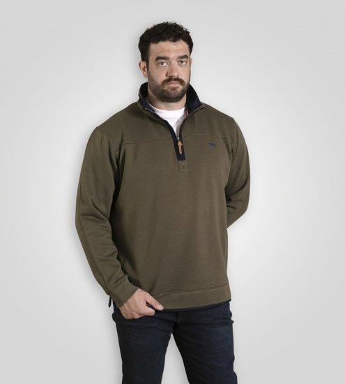 D555 Leicester 2 Quarter Neck Fleece Sweatshirt Khaki - Sweaters & hoodies - Sweaters & Hoodies Grote Maten Heren