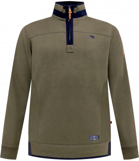 D555 Leicester 2 Quarter Neck Fleece Sweatshirt Khaki - Sweaters & hoodies - Sweaters & Hoodies Grote Maten Heren