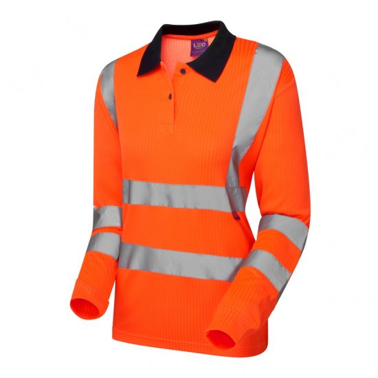 Leo Beaford EcoViz Comfort Women's Sleeved Polo Shirt Orange - Werkkleding - 