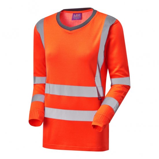 Leo Lydford EcoViz Comfort Women's Sleeved T-Shirt Orange - Werkkleding - 