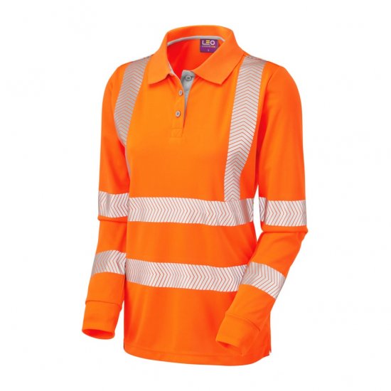 Leo Pollyfield EcoViz Performance+ Women's Sleeved Polo Shirt Orange - Werkkleding - 