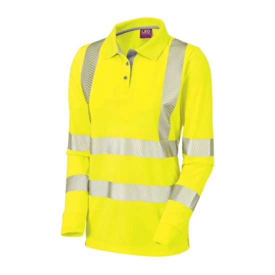 Leo Pollyfield EcoViz Performance+ Women's Sleeved Polo Shirt Yellow - Werkkleding - 