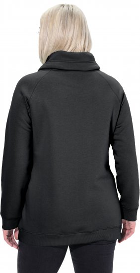 Ulla Popken Drawstring Collar Long Sleeve Sweatshirt Black - Sweaters & hoodies - 