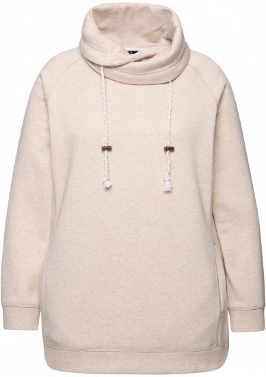 Ulla Popken Drawstring Collar Long Sleeve Sweatshirt Nature Melange - Sweaters & hoodies - 