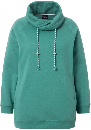 Ulla Popken Drawstring Collar Long Sleeve Sweatshirt Green - Sweaters & hoodies - 