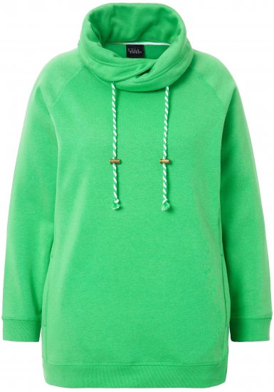 Ulla Popken Drawstring Collar Long Sleeve Sweatshirt Mint Green - Sweaters & hoodies - 