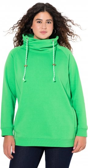 Ulla Popken Drawstring Collar Long Sleeve Sweatshirt Mint Green - Sweaters & hoodies - 