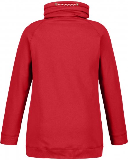 Ulla Popken Drawstring Collar Long Sleeve Sweatshirt Salsa Red - Sweaters & hoodies - 