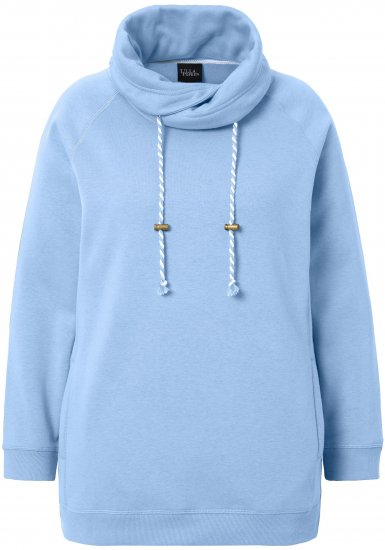 Ulla Popken Drawstring Collar Long Sleeve Sweatshirt Light Blue - Sweaters & hoodies - 
