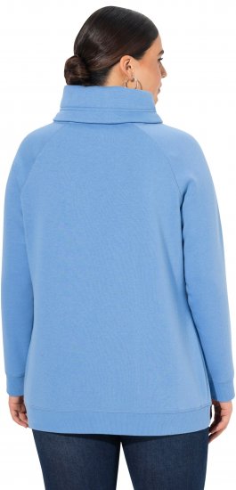 Ulla Popken Drawstring Collar Long Sleeve Sweatshirt Light Cornflower - Sweaters & hoodies - 