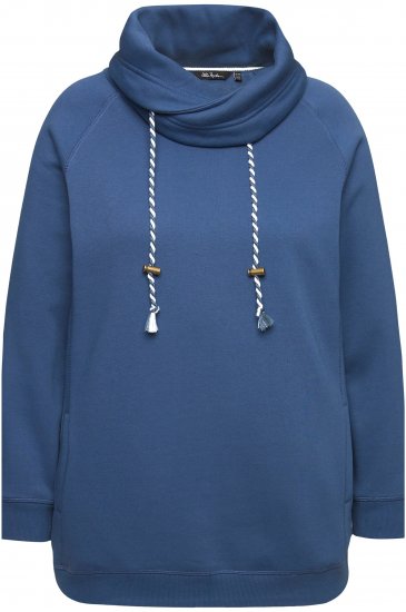 Ulla Popken Drawstring Collar Long Sleeve Sweatshirt Ink Blue - Sweaters & hoodies - 