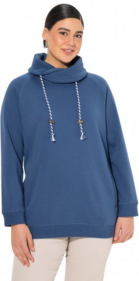 Ulla Popken Drawstring Collar Long Sleeve Sweatshirt Ink Blue - Sweaters & hoodies - 