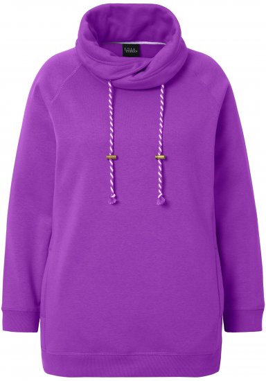Ulla Popken Drawstring Collar Long Sleeve Sweatshirt Purple - Sweaters & hoodies - 