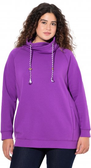 Ulla Popken Drawstring Collar Long Sleeve Sweatshirt Purple - Sweaters & hoodies - 
