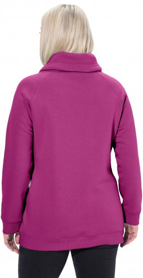 Ulla Popken Drawstring Collar Long Sleeve Sweatshirt Berry - Sweaters & hoodies - 
