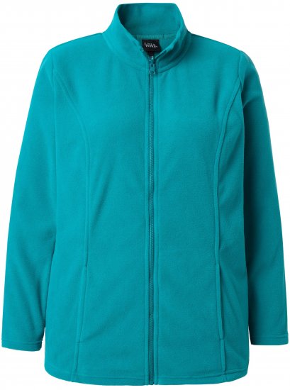 Ulla Popken Modular Fleece Zip Front Jacket Emerald - Sweaters & hoodies - 