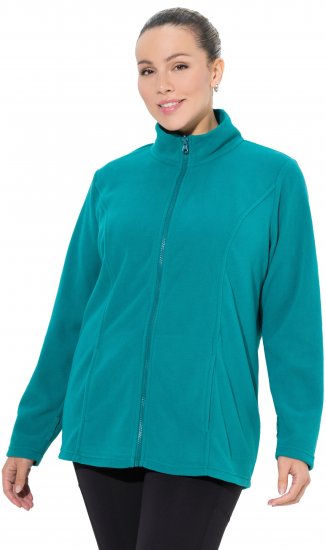 Ulla Popken Modular Fleece Zip Front Jacket Emerald - Sweaters & hoodies - 