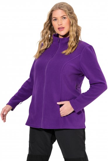 Ulla Popken Modular Fleece Zip Front Jacket Dark Plum - Sweaters & hoodies - 