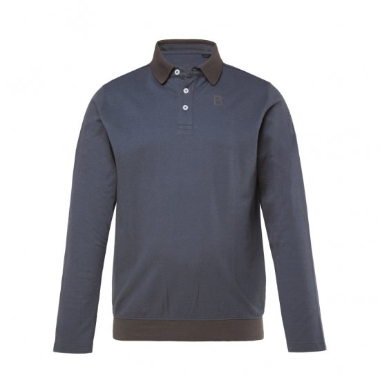 Boston Park Polo Shirt Long Sleeve Pique Grey - Polo shirts - Grote Maten Poloshirts Heren