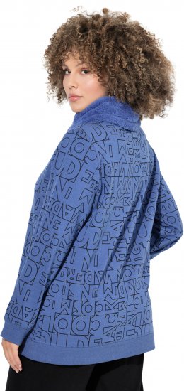 Ulla Popken Teddy Collar Printed Sweatshirt Atlantic Blue - Sweaters & hoodies - 