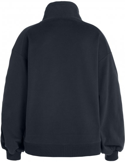 Ulla Popken Gathered Sleeve Oversized Fit Sweatshirt Navy - Sweaters & hoodies - 