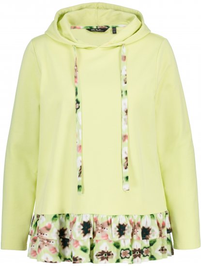 Ulla Popken Ruffle Hem A-line Fit Hooded Sweatshirt Lime Green - Sweaters & hoodies - 