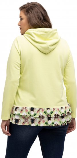 Ulla Popken Ruffle Hem A-line Fit Hooded Sweatshirt Lime Green - Sweaters & hoodies - 