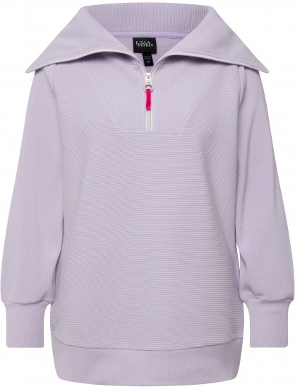 Ulla Popken Long Sleeve Troyer Collar Sweatshirt Pastel Lilac - Sweaters & hoodies - 