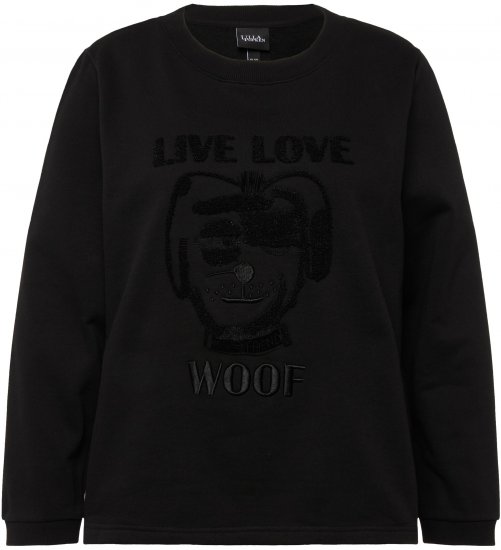 Ulla Popken Flock Print Long Sleeve Crew Neck Sweatshirt Black - Sweaters & hoodies - 