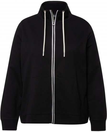 Ulla Popken Contrast Color Zip Up Sweatshirt Black - Sweaters & hoodies - 