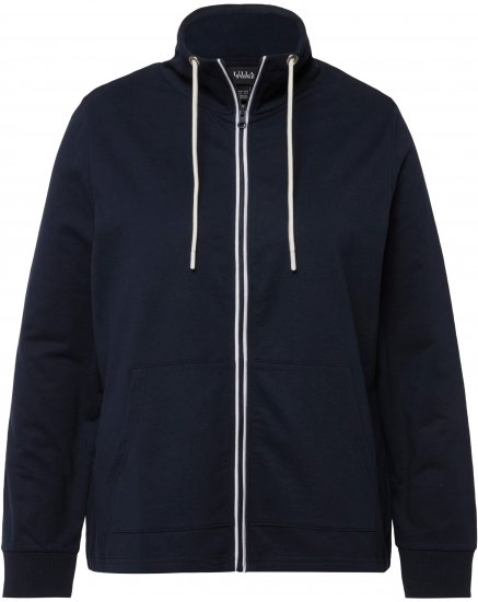 Ulla Popken Contrast Color Zip Up Sweatshirt Navy - Sweaters & hoodies - 
