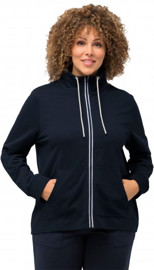 Ulla Popken Contrast Color Zip Up Sweatshirt Navy - Sweaters & hoodies - 