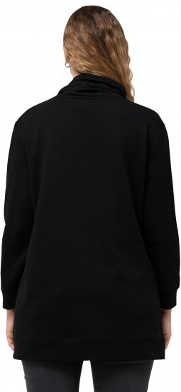 Ulla Popken GLOW Lettered Collared Sweatshirt Black - Sweaters & hoodies - 
