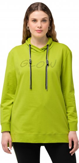 Ulla Popken GLOW Lettered Collared Sweatshirt Apple Green - Sweaters & hoodies - 