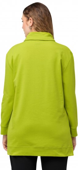 Ulla Popken GLOW Lettered Collared Sweatshirt Apple Green - Sweaters & hoodies - 