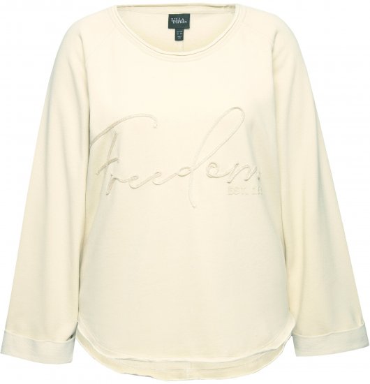 Ulla Popken Embroidered Freedom Rolled Edge Sweatshirt Sand - Sweaters & hoodies - 