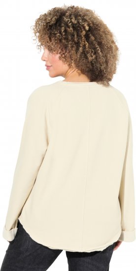 Ulla Popken Embroidered Freedom Rolled Edge Sweatshirt Sand - Sweaters & hoodies - 