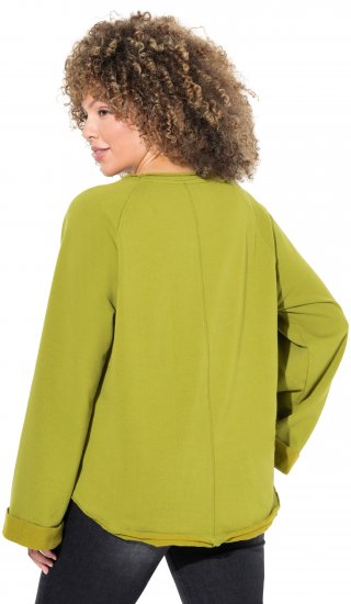 Ulla Popken Embroidered Freedom Rolled Edge Sweatshirt Avocado Green - Sweaters & hoodies - 