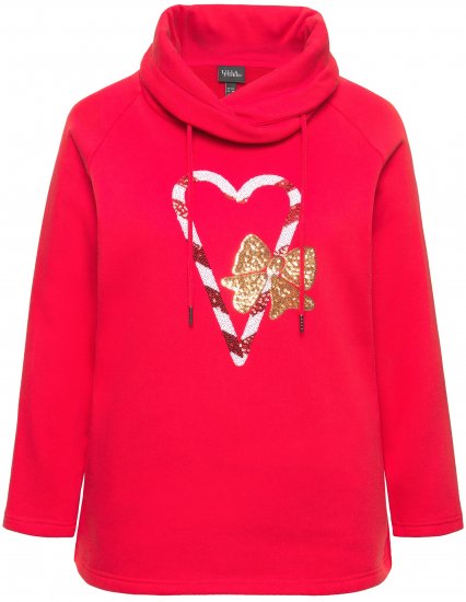 Ulla Popken Sparkling Candy Cane Graphic Sweatshirt Salsa - Sweaters & hoodies - 